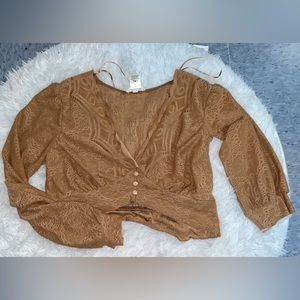 Women crop top button up